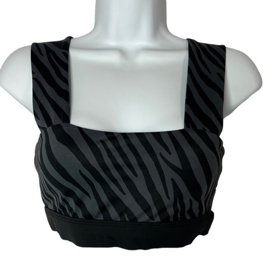 ALLFENIX CHARCOAL TIGER BANDEAU SPORT BRA